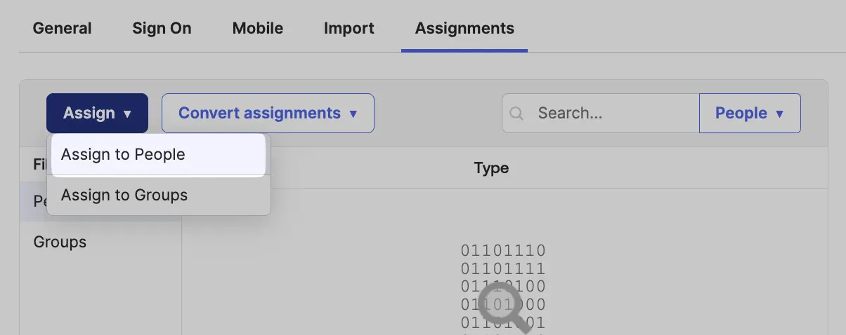 Assign people or groups to the Okta app integration