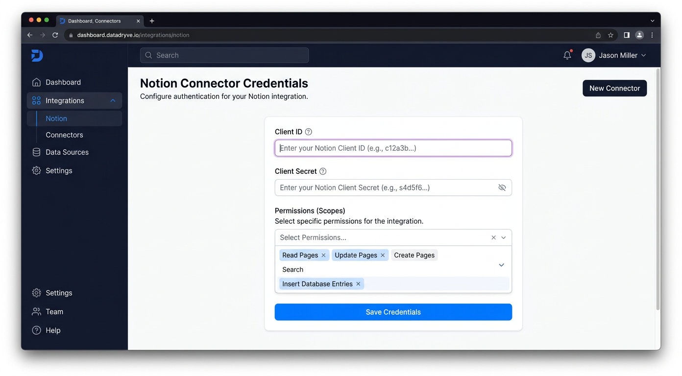 Add credentials in Scalekit dashboard